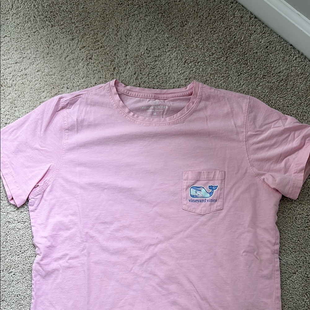 Vineyard Vines Palm Tree Light Pink Pocket Tee